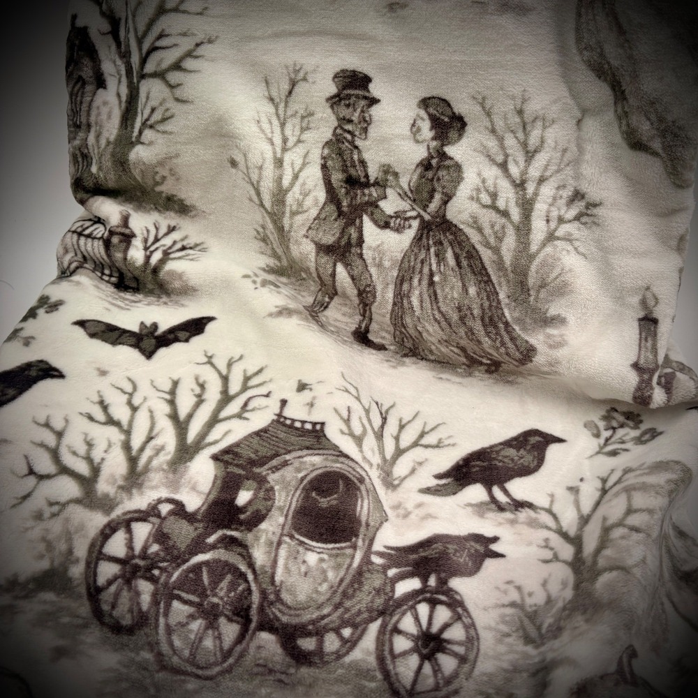 Rachel Roy Halloween Toile Oversized Plush Throw Blanket 60x70 Gothic New - Picture 2 of 6